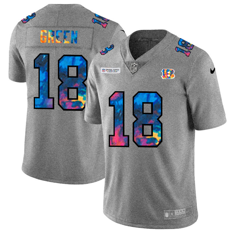 NFL Cincinnati Bengals 18 A.J. Green Men Nike MultiColor 2020  Crucial Catch  Jersey Grey